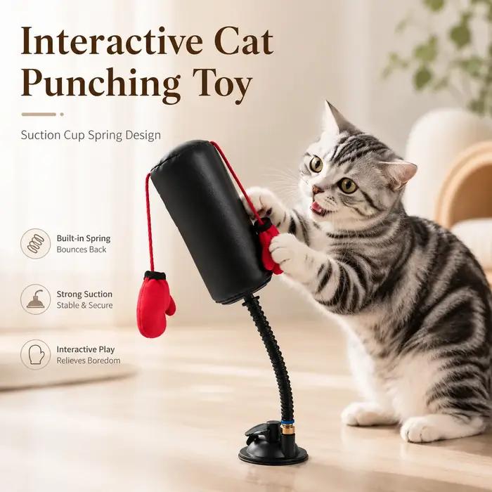 Jouet de boxe pour chat - Jeu de boxe multifonctionnel pour stimuler le chat