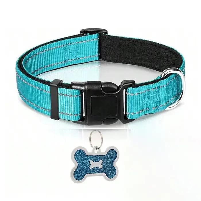 Collier pour chien en nylon doux rembourré réglable respirant durable confortable