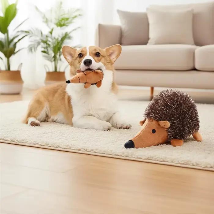 1 jouet en peluche hérisson couineur pour chien
