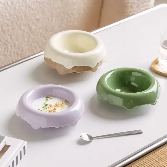 Bol pour animaux de compagnie en céramique surélevé avec base en bois surélevée – Design amovible de 250 ml