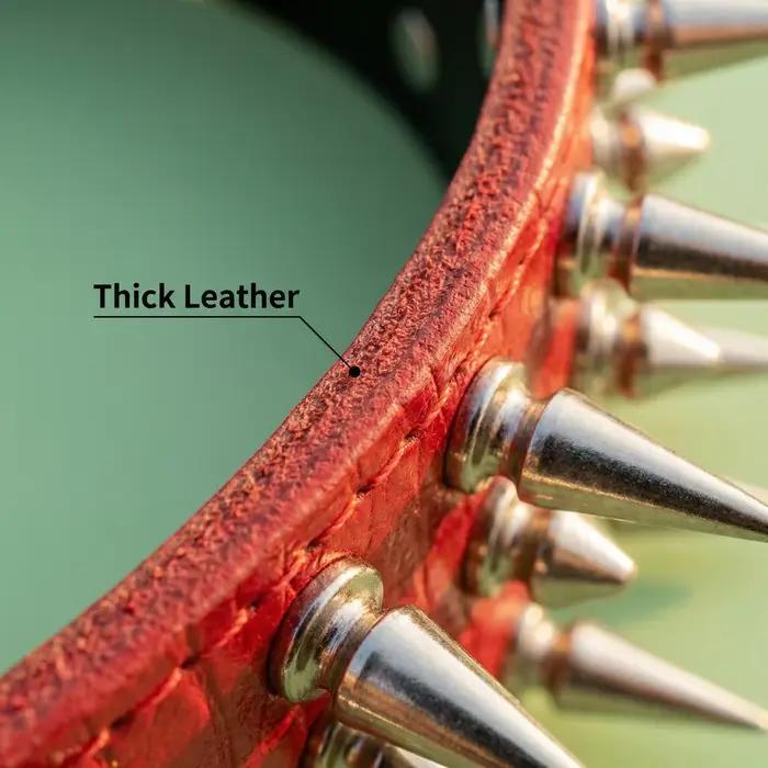 Collier pour animaux de compagnie en cuir rouge à rivets