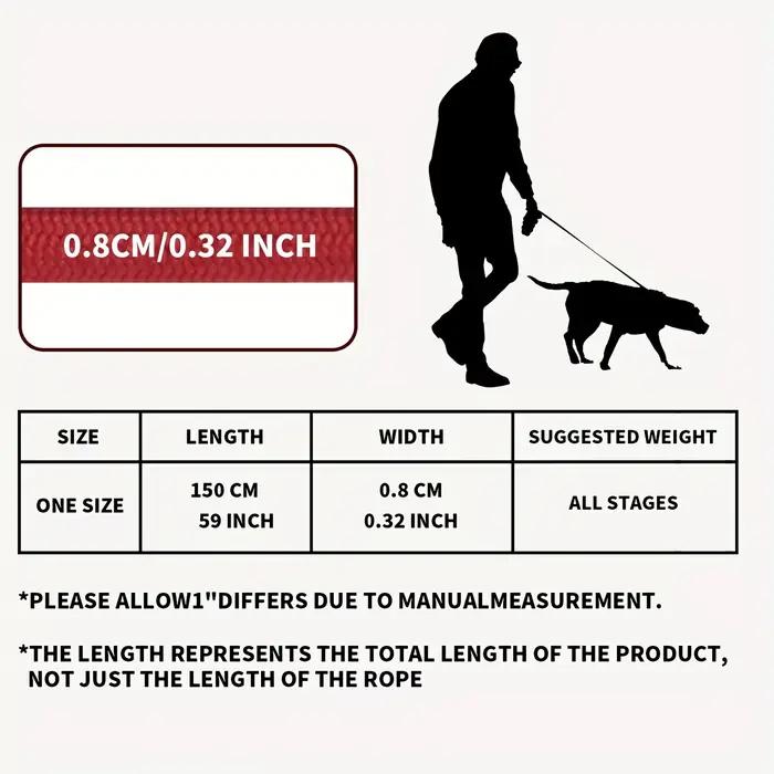 LL039--laisse pour chien pour animaux de compagnie, corde haute densité de 1,5 mètres, poignée souple, boucle en alliage.