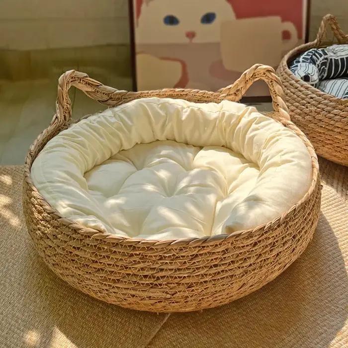 OUZEY rotin tissage chat panier animal de compagnie