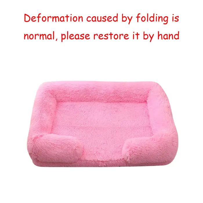 Lit carré en peluche pour animaux de compagnie, coussin épaissi, maison pour chiens et chats, canapé