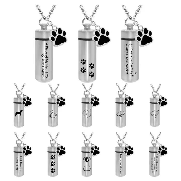 Joli cylindre de patte d'animal de compagnie, pendentif de crémation, bijoux porte-cendres, souvenir