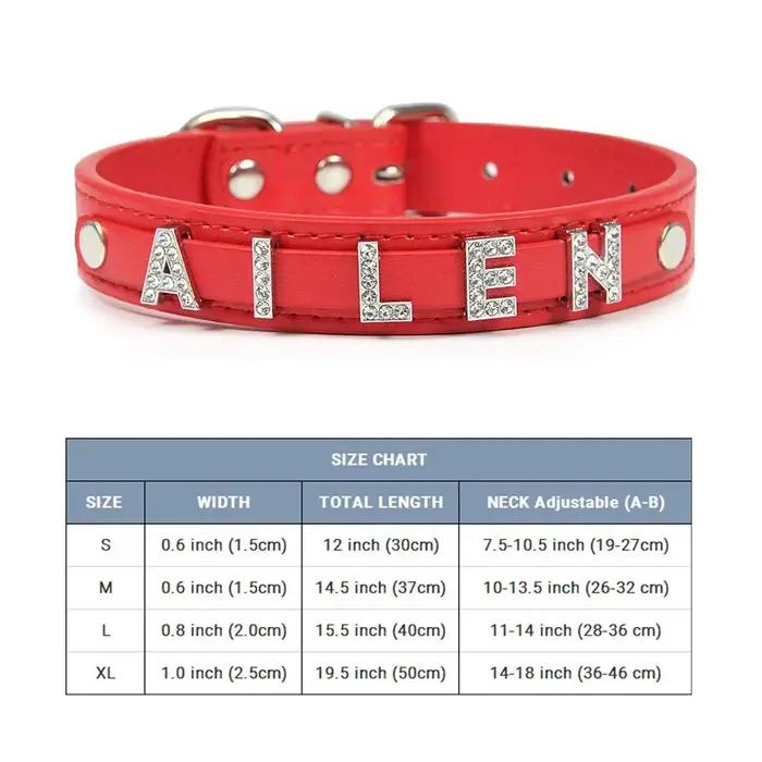 (Lettre de strass scintillante gratuite) collier de chien de chat de compagnie personnalisé colliers de chiot en cuir