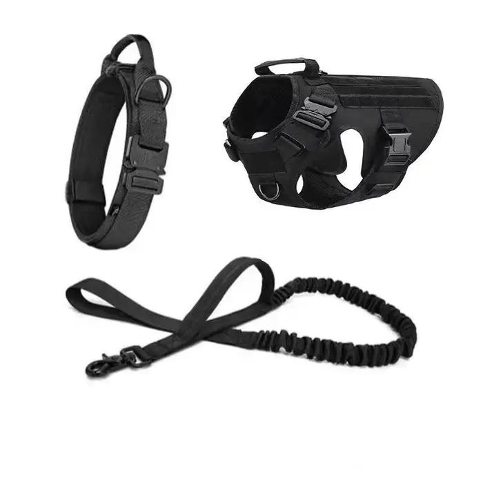 Grand collier de transport pour chien, ensemble de laisse, porte-chien d'entraînement, gilet tactiqu