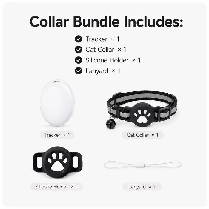 Collier GPS intelligent iOS et collier réfléchissant premium pour chat – Ensemble sécurisé et réglable anti-perte avec localisateur pour chatons