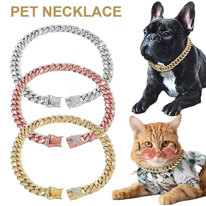 Collier pour animaux de compagnie, nouveau Style, chat, chien, chaînes cubaines entièrement en diama