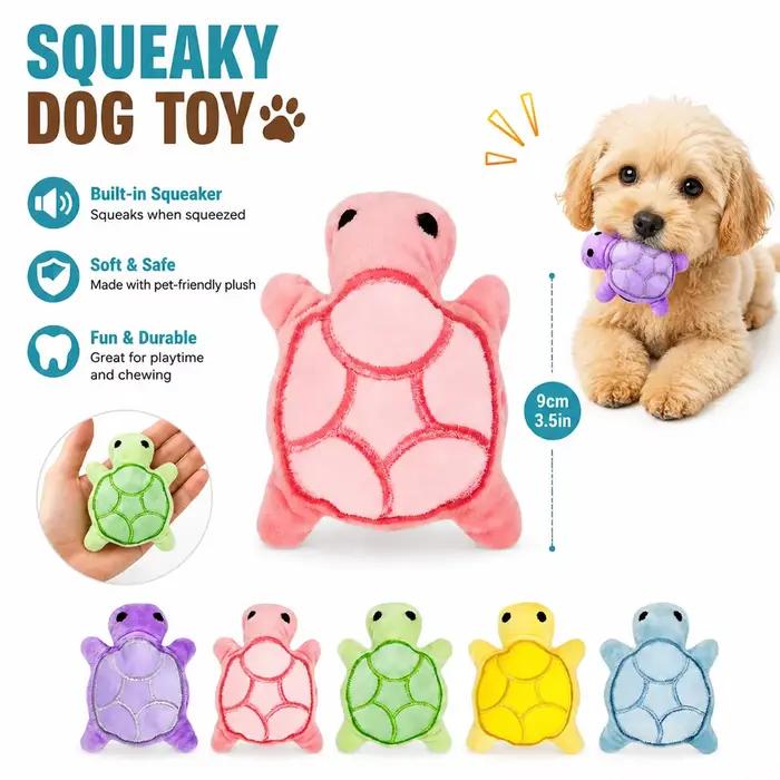 Mini jouet en peluche tortue couineuse pour chien