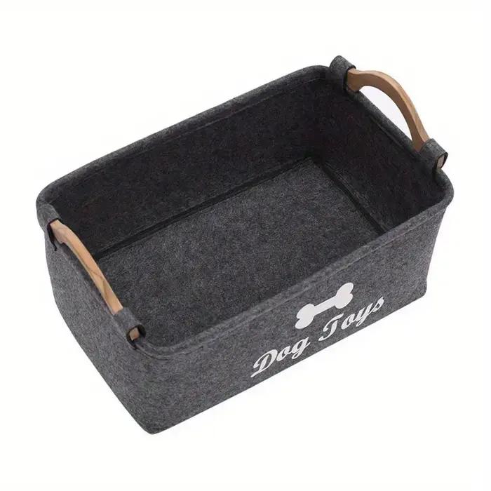 Panier à jouets pour chien en PET marron, pliable, avec poignées confortables, grand organisateur de