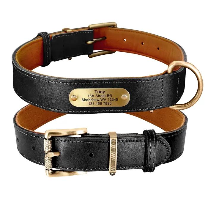 Collier de chien personnalisé en cuir véritable