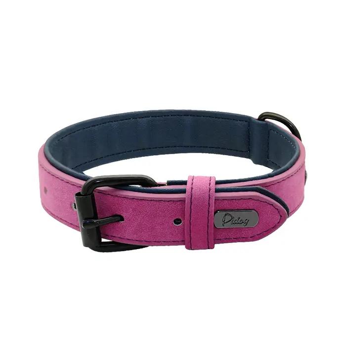 Colliers de chien en cuir souple rembourré grand