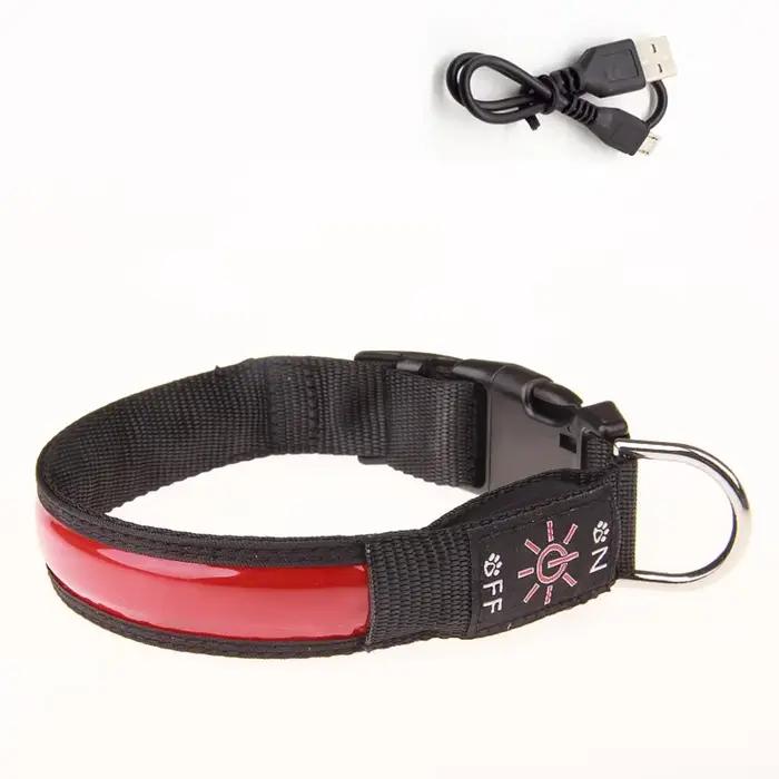 Collier lumineux LED pour chien, clignotant réglable, chargeur USB, veilleuse, harnais pour grands,
