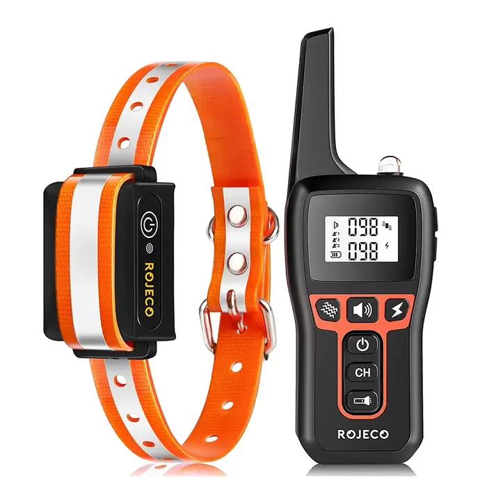 ROJECO 1000m Electric Dog Training Collar Light Waterproof Rechargeable Pet Anti Bark Control Collar