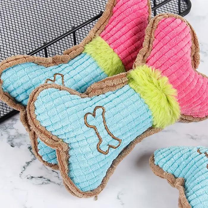 1pc jouets grinçants pour chiens, os en peluche chiens jouet à mâcher pour chiot de petite et moyenn