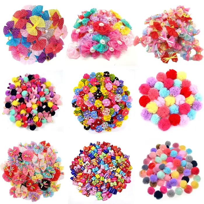 Nœuds de cheveux pour chien et chat, 20 pièces/lot, mélange de couleurs, nœuds de cheveux de noël po