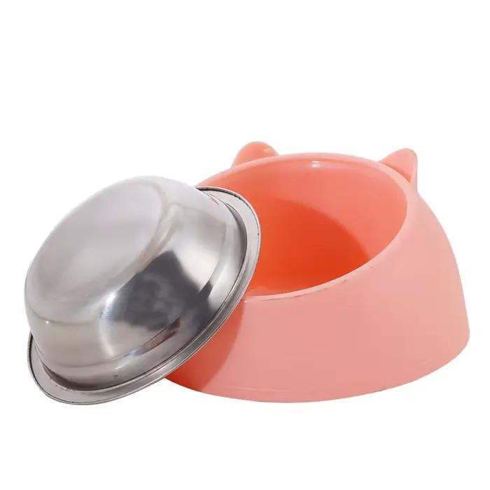 Bols inclinés en acier inoxydable pour chat, Base antidérapante, pour animaux de compagnie, chiots,