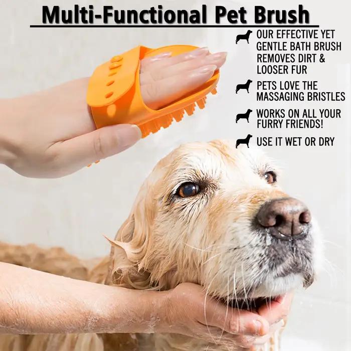 Brosse de bain pour chien, toilettage pour chiens, Massage apaisant, poils en caoutchouc, peigne à c