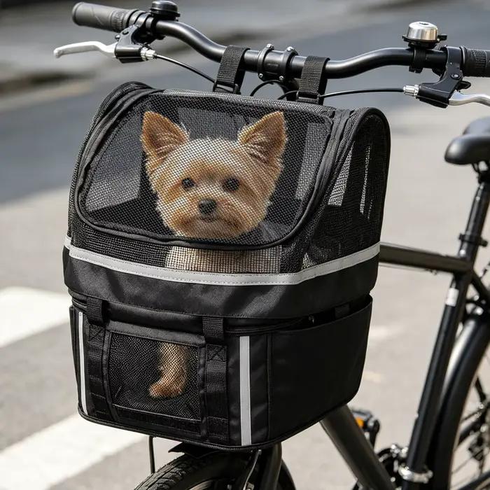 Panier de vélo pour chien avec fenêtre, support de guidon pour animaux de compagnie, petit panier de